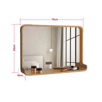 Solid wood mirror with LED lighting and wall mounting