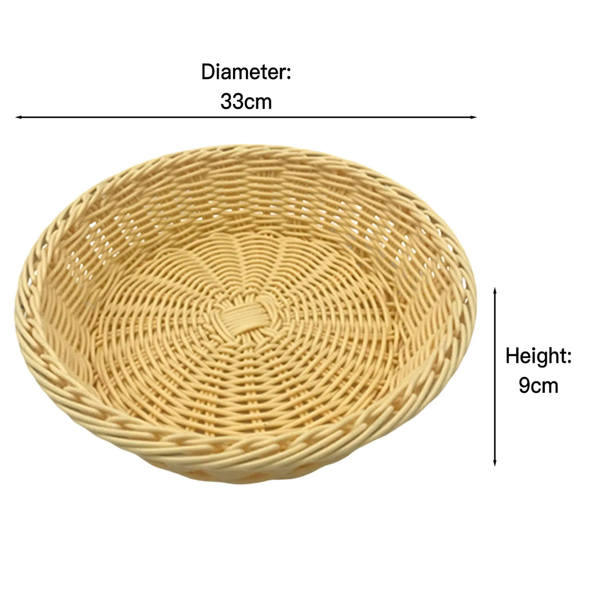 handwoven round rattan fruit basket for food storage - vue 14 sur 17