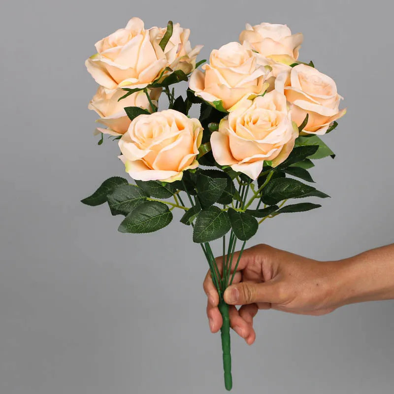 Artificial silk rose bouquet for interior decoration