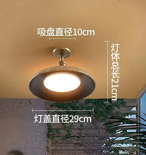 Retro UFO LED ceiling light for outdoor garden, balcony and courtyard lighting