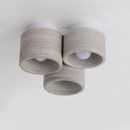 Modern LED ceiling light with 3 heads in wood grain stone wabi sabi style