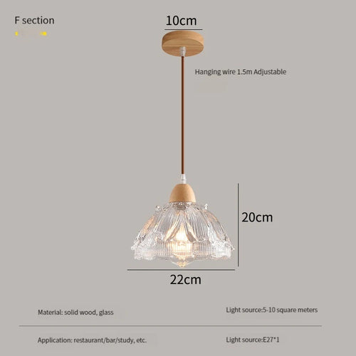 Modern nordic LED pendant chandelier in wood and glass - vue 11 sur 13