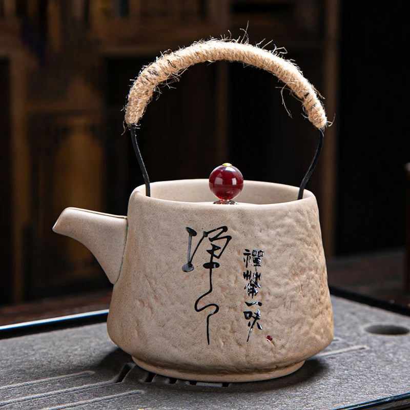Retro Japanese kungfu ceramic textured tea set