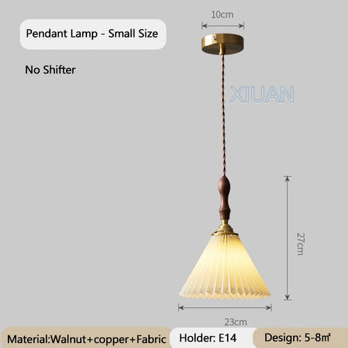 Japanese vintage chandelier with pleated walnut lampshade - vue 13 sur 12