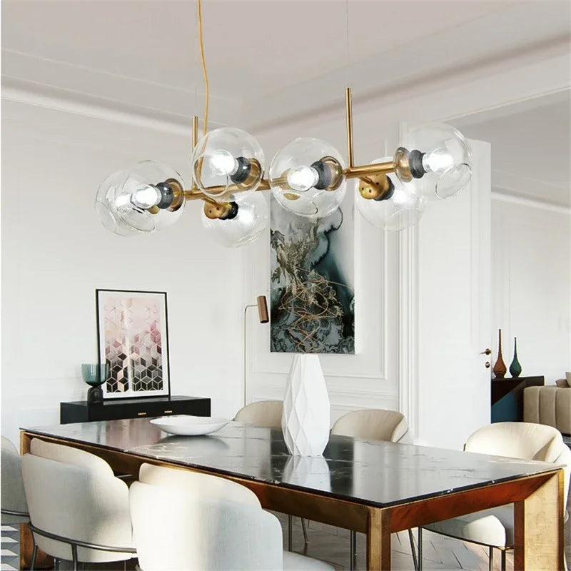 Nordic glass globe pendant light creative molecule design