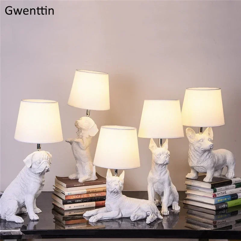 Modern decorative resin puppy table lamp