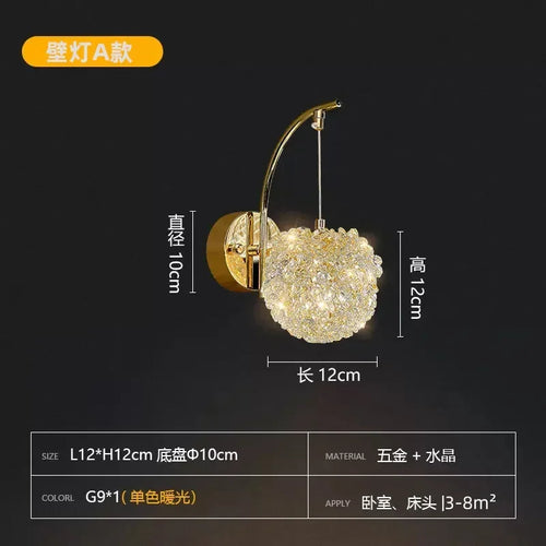 Nordic designer decorative crystal ball wall light - vue 7 sur 8