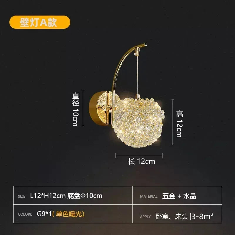 Nordic designer decorative crystal ball wall light - vue 6 sur 8