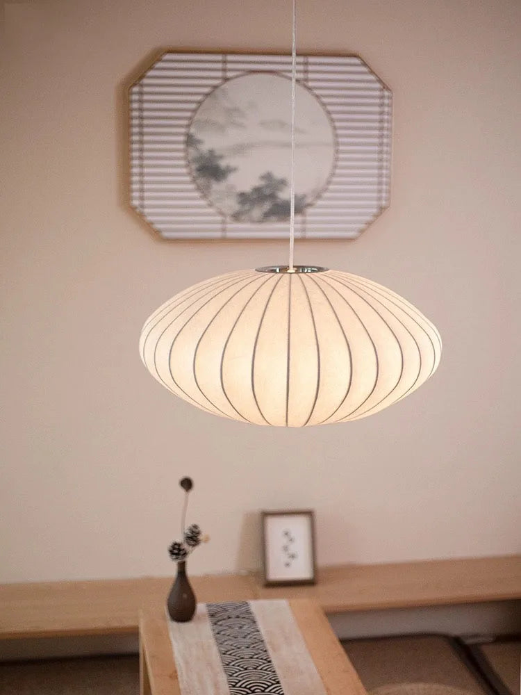 Modern silk pendant light wabi sabi style for interior decor