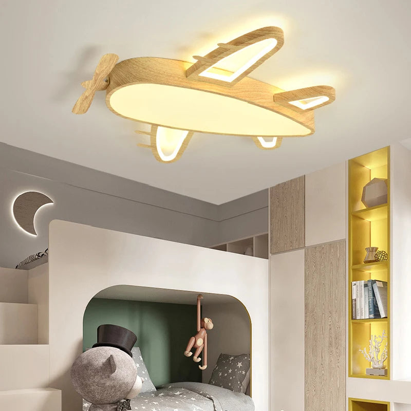 Modern solid wood ceiling light for children's room