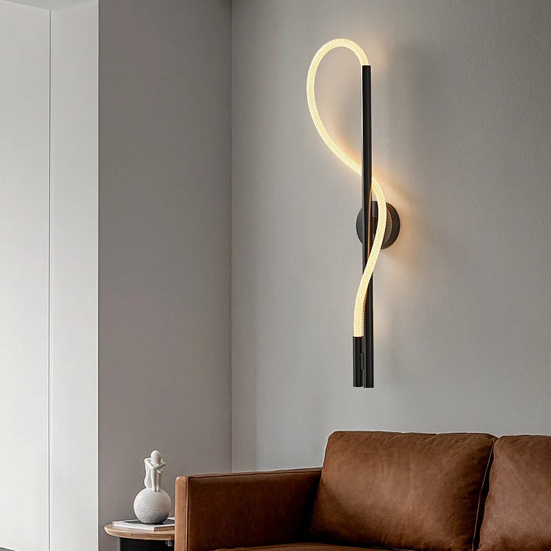 Acrylic tube LED wall light with modern stainless steel style - vue 3 sur 9