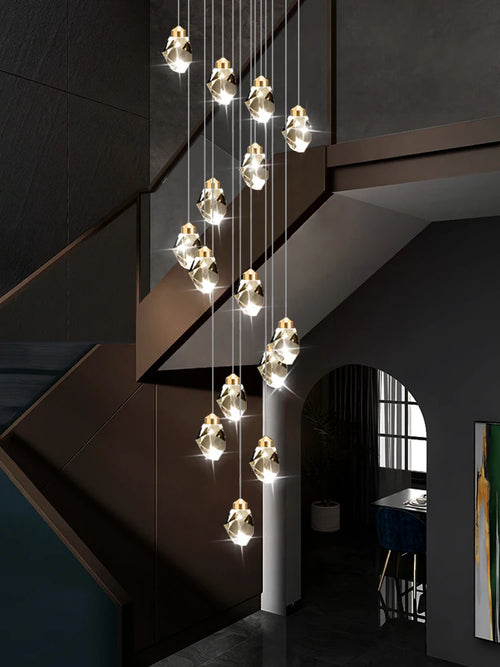 Nordic crystal chandelier loft style for modern interiors - vue 5 sur 15