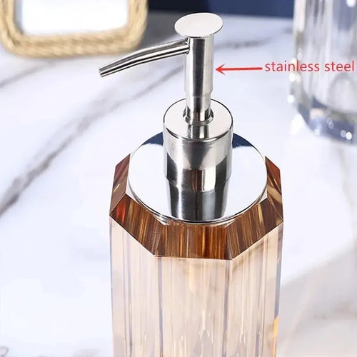 transparent crystal liquid soap dispenser for bathroom - vue 4 sur 6