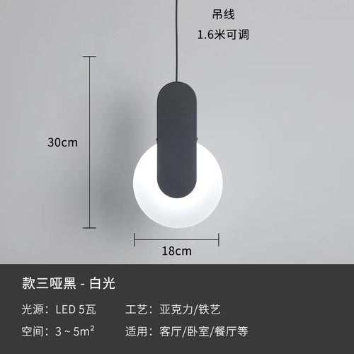 Modern geometric LED acrylic moon pendant light - vue 13 sur 24