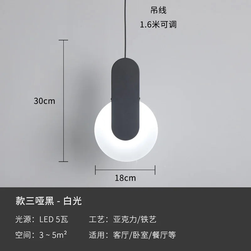 Modern geometric LED acrylic moon pendant light - vue 12 sur 24