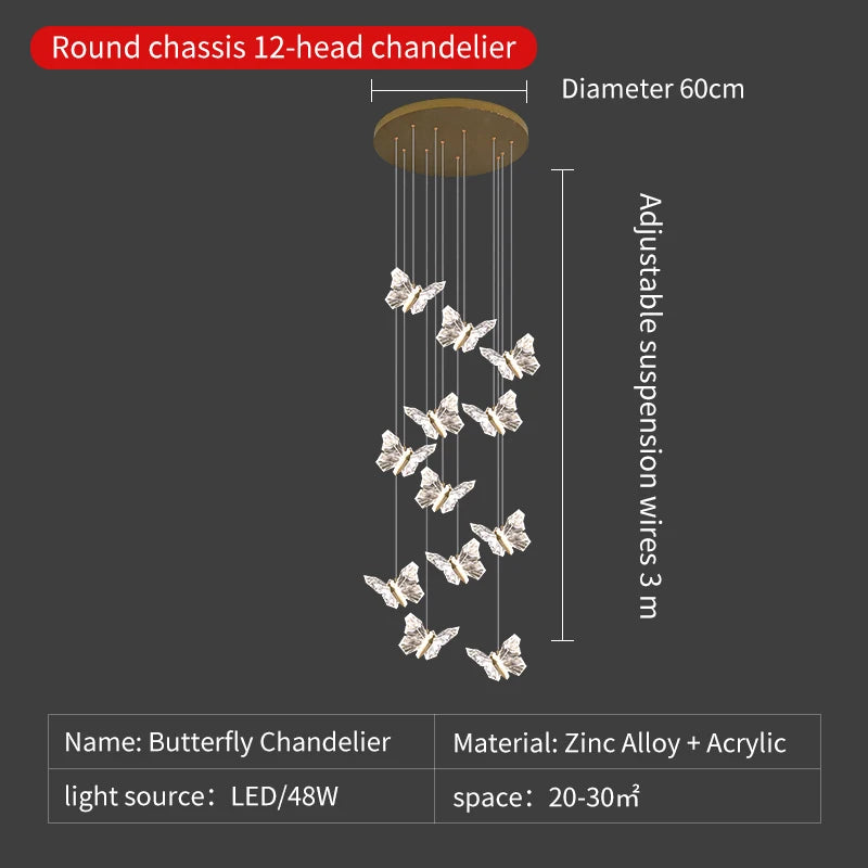 Nordic crystal LED pendant light for modern decoration