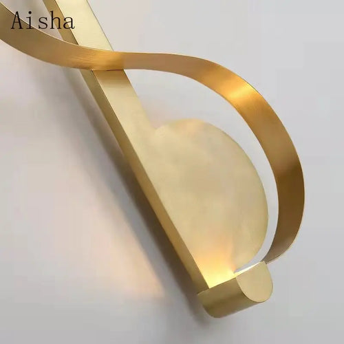 Nordic style S-shaped LED copper wall light - vue 4 sur 7