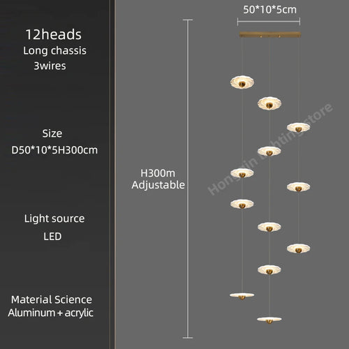 Modern LED chandelier for elegant indoor lighting - vue 9 sur 26