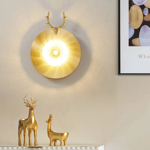 Creative personalised copper deer head wall light