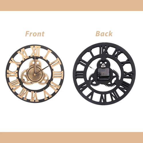 retro industrial style decorative wall clock with gears - vue 8 sur 8
