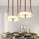 Luxury minimalist LED chandelier in copper and natural marble