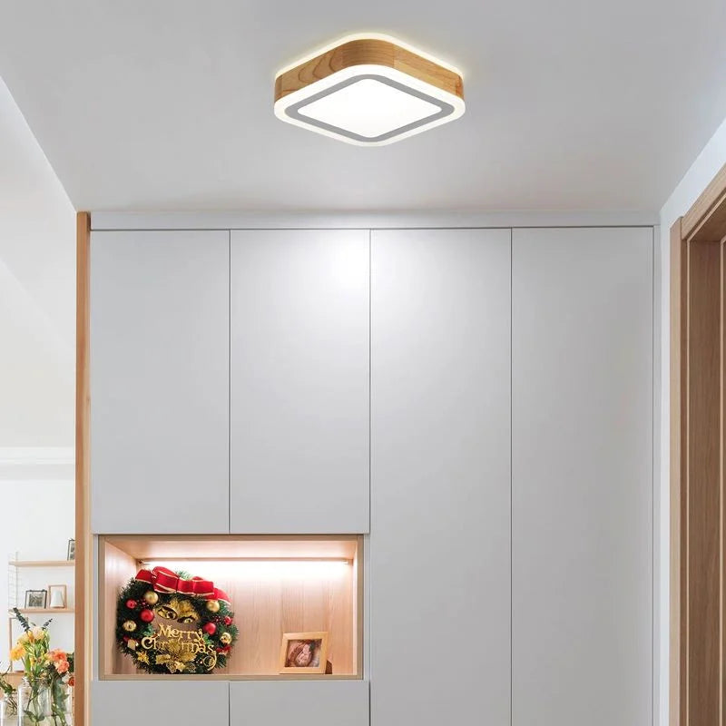 Modern wooden LED ceiling light for minimalist interiors