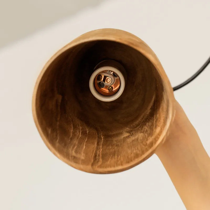 Rounded solid wood pendant light - vue 5 sur 8