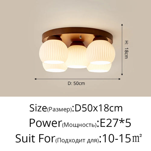 Nordic log pendant light Japanese tatami solid wood ceiling lamp - vue 13 sur 14