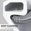 Silicone toilet brush with wall holder and long handle
