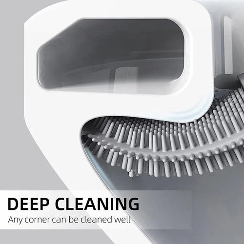 Silicone toilet brush with wall holder and long handle - vue 4 sur 10