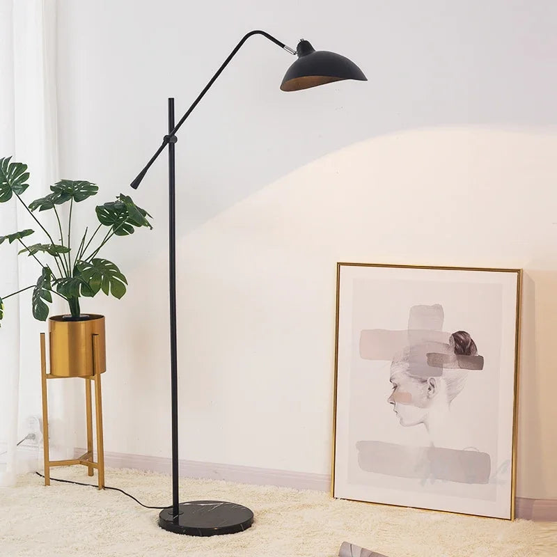 Nordic gold floor lamp with adjustable marble base
