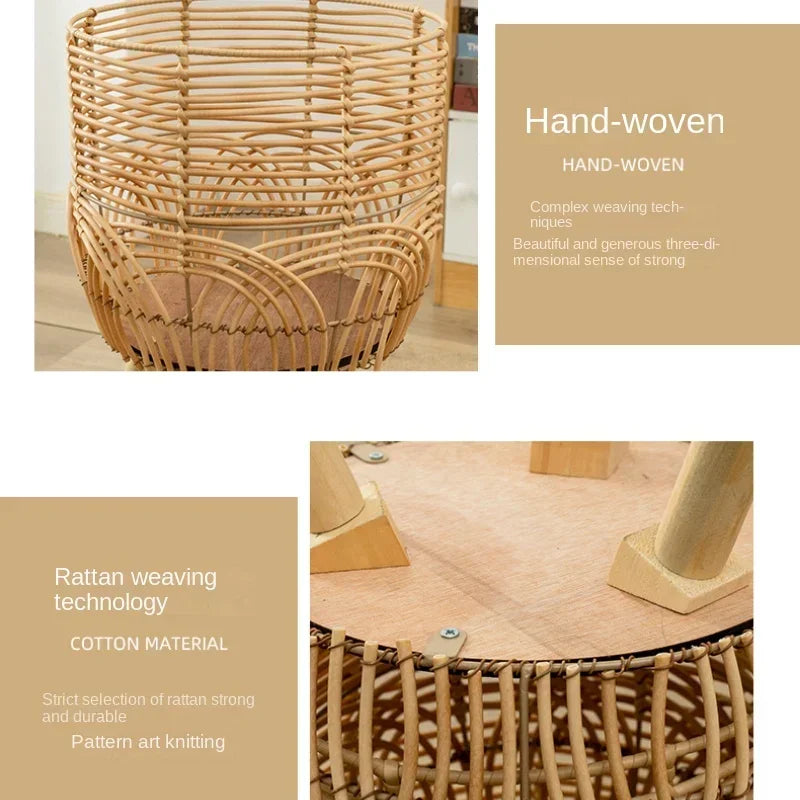Nordic weaving rattan flower stand, practical and aesthetic - vue 5 sur 9