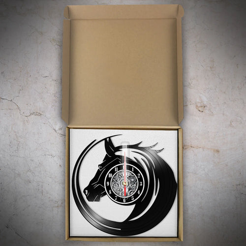 horse vinyl wall clock equestrian decoration handmade unique gift - vue 10 sur 22
