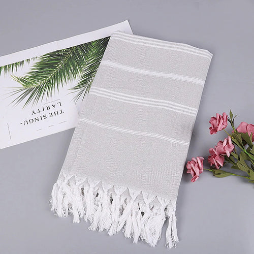 Turkish cotton beach towel with fringes quick drying