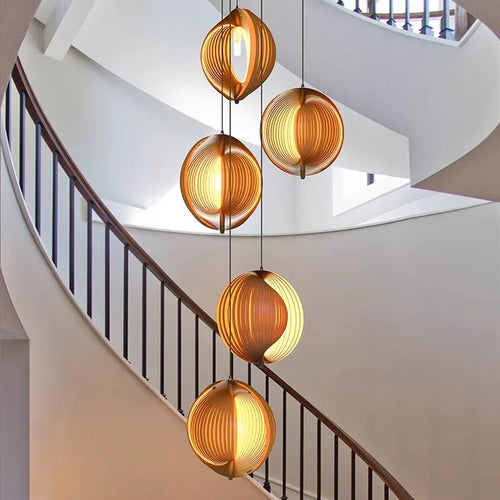 Wabi sabi wooden pendant light for modern interior decor - vue 4 sur 22