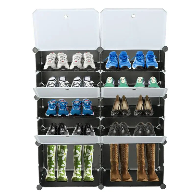 foldable shoe organizer with transparent lid and compartments - vue 11 sur 11