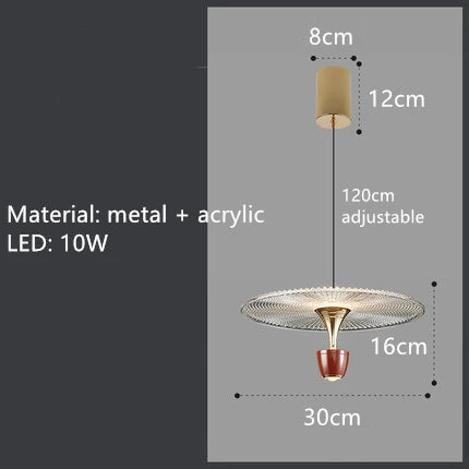 Round acrylic LED pendant light with adjustable cord