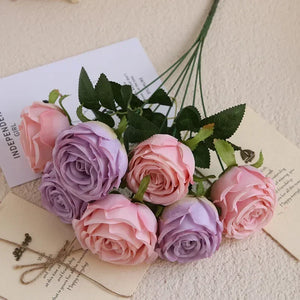 Silk artificial rose bouquet for elegant decoration