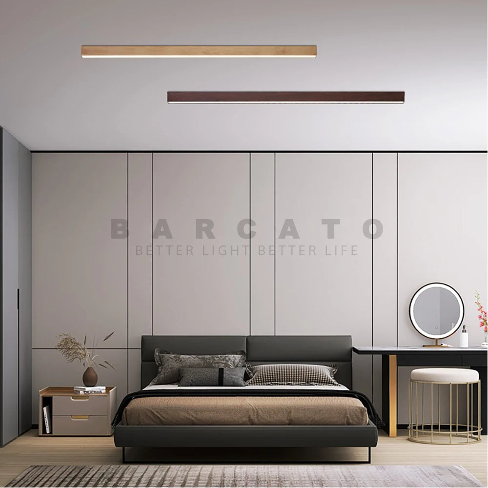 Modern linear LED pendant ceiling light with long strip design
