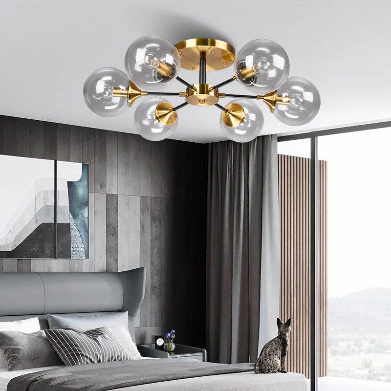 Modern glass ball chandelier for elegant lighting - vue 6 sur 18