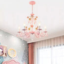 Pastoral floral crystal bouquet chandelier for children's bedroom
