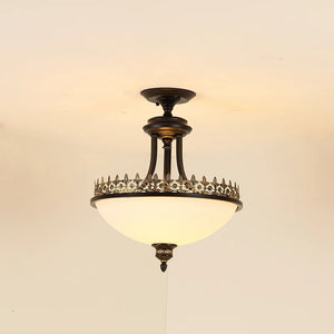 American country style LED chandelier in wrought iron and glass