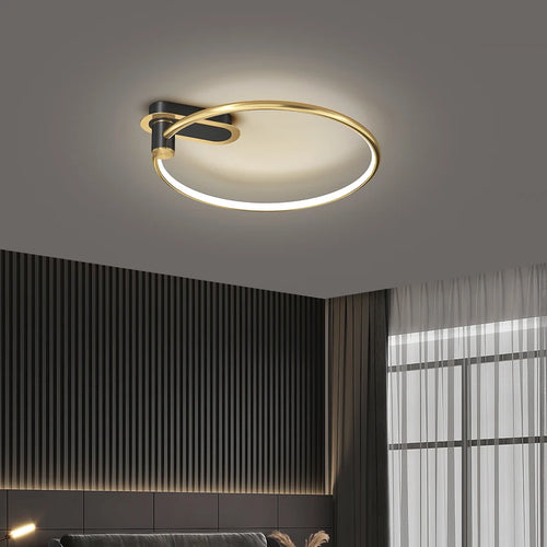 Luxury nordic style circular LED ceiling light for decorative interiors - vue 3 sur 12