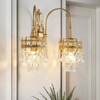 Vintage luxury gold crystal wall light with two lights