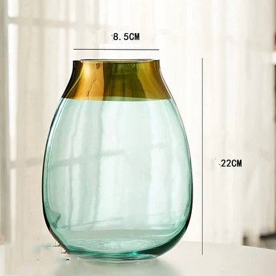 Light luxury handicraft ornaments, ice flower colored glass vase, large transparent glaze ware - vue 8 sur 11
