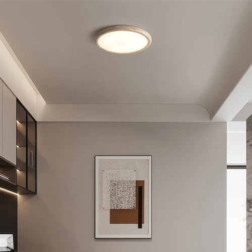 Yellow travertine LED ceiling light - vue 3 sur 6