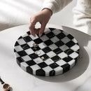 Nordic style marble tray with chessboard pattern luxury home decor