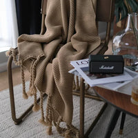 Nordic knit throw with modern geometric pattern for living room