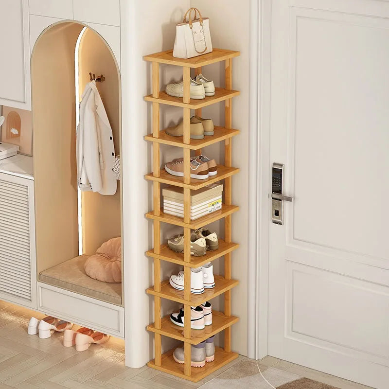 multi-layer space-saving bamboo shoe organizer