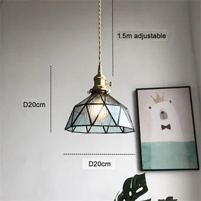 Pure glass pendant light with wave copper design - vue 10 sur 9